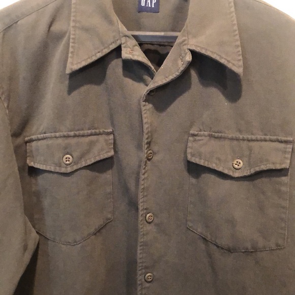 GAP Men’s army green winter weight 100% cotton shirt/shacket. Size XL - Picture 2 of 6